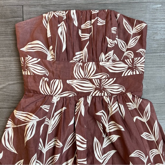 Y2K Plenty By Tracy Reese Silk Botanical Bubble Hem Strapless Mini Dress Size 4 - Picture 2 of 8